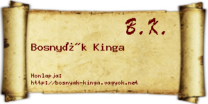 Bosnyák Kinga névjegykártya
